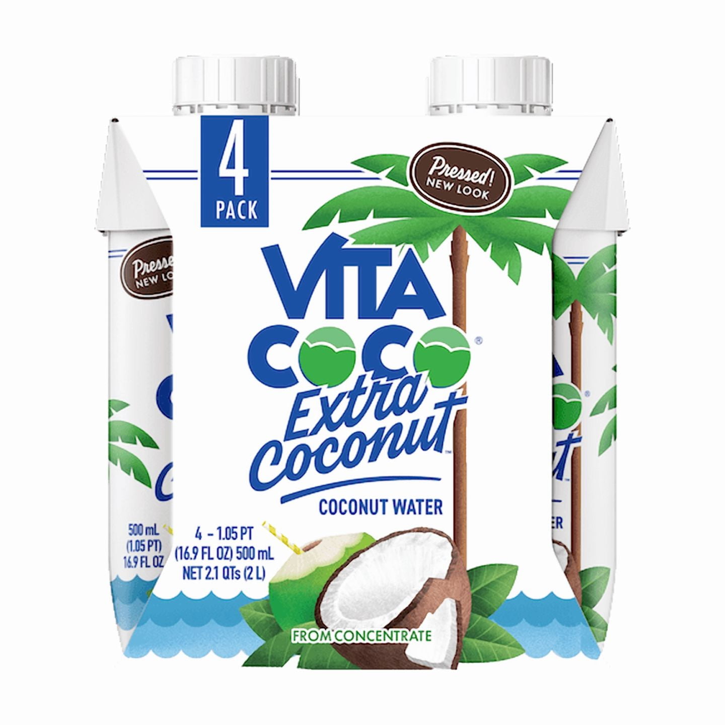 Vita Coco Coconut Water, Extra Coconut, 16.9 fl oz (Pack of 4)