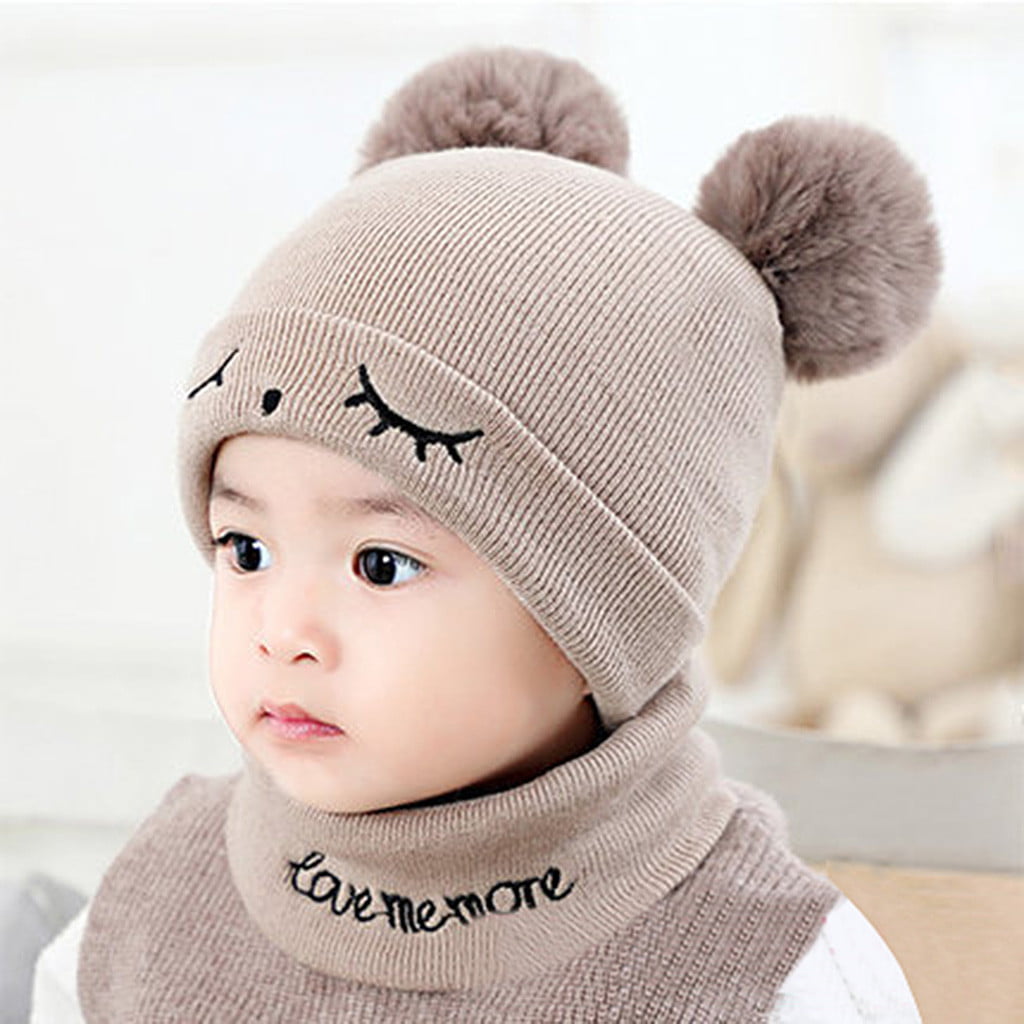 Children Kids Baby Hats Newborn With Pom Pom Warm Winter Wool Knit Beanie Caps