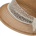thumbnail image 7 of XINPING Women's Beaded Straw Sun Hat, Wide Brim UV Protection Beach Vacation Hat with Colorful Bead Detail for Stylish Summer Wear and Travel, 7 of 7