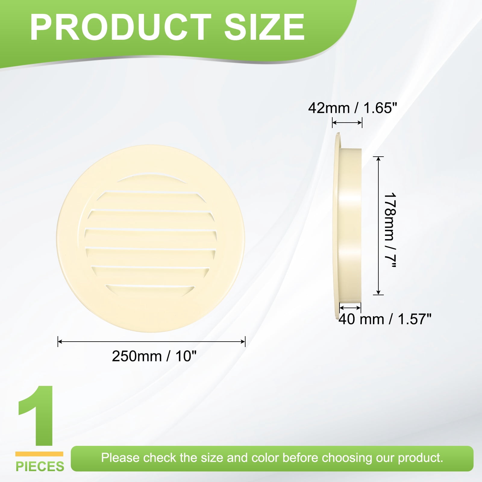Uxcell 7" Round Air Vent, Louver Grille Cover Aluminum Alloy Soffit Vent HVAC Ventilation for Ceiling Wall Roofing Bathroom Kitchen Garage Duct Shed Garage, Beige