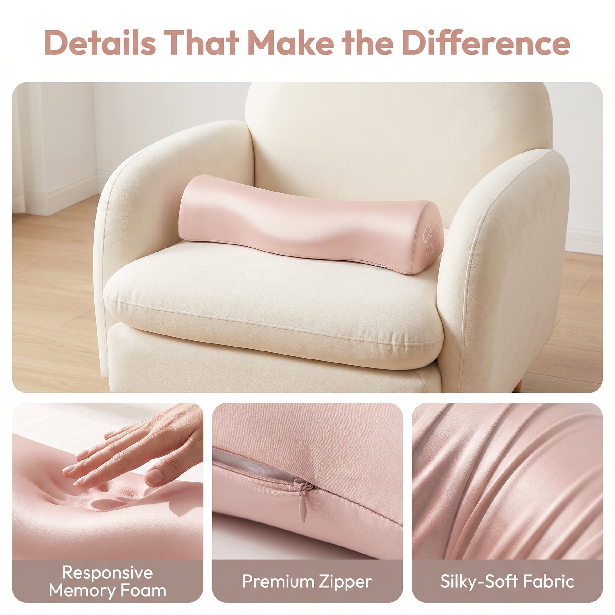 Unique Bargains Neck Pillow Sponge Cervical Support for Sleeping Pink B 19.7"x5.9"x3.9"