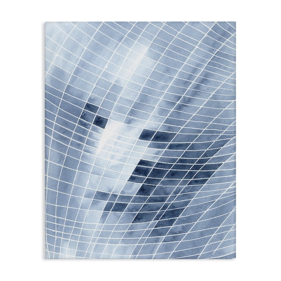 Stupell Industries Modern Modern Warped Blue Square Shapes White Lines Canvas Art, 24 x 30, by Regina Moore