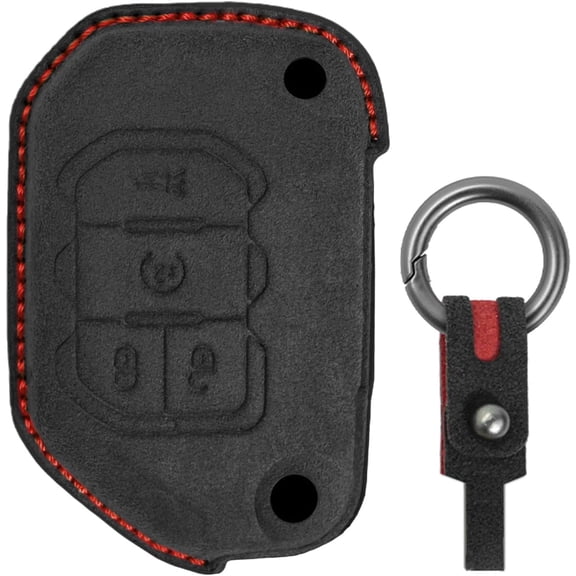 Compatible Key Fob Cover for Jeep Grand Cherokee Dodge Charger Challenger Durango Journey Dart Chrysler 300 Key Case Holder Protector Keychain