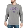 thumbnail image 4 of Men's Colosseum Heather Gray Washington Huskies Arch & Logo Crew Neck Sweatshirt, 4 of 5