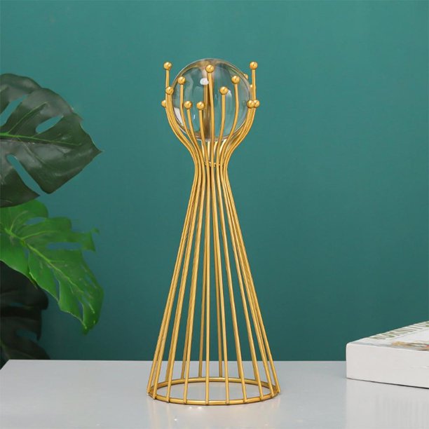 Escultura de de cristal creativa Estatua de metal dorado con soporte Arte Artesanía geométrica Elegante moderno para accesorios de fotografía Estante Alto Macarena estatua de escultura de escritorio