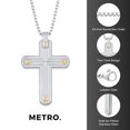 thumbnail image 2 of Textured Cross Pendant Necklace in Stainless Steel on 24 Inches Long Box Chain, 2 of 7