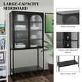 thumbnail image 3 of Fulvari Tall Glass Storage Cabinet With 2 Glass Arched Doors & Adjustable Shelves for Living Room, Kitchen, 3 of 8