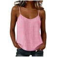 thumbnail image 3 of VBVC Women's Cotton-Linen V Neck Spaghetti Strap Camisole , Ladies' Striped Sleeveless Tank Top , Summer Office Layering Shirt For Women,Hot Pink,S-2XL, 3 of 8