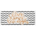 thumbnail image 1 of Live Laugh Love Kitchen Mat, Calligraphic Art Zigzags Chevron Stripes, Plush Decorative Kitchen Mat with Non Slip Backing, 47" X 19", Black White and Peach, by Ambesonne, 1 of 1