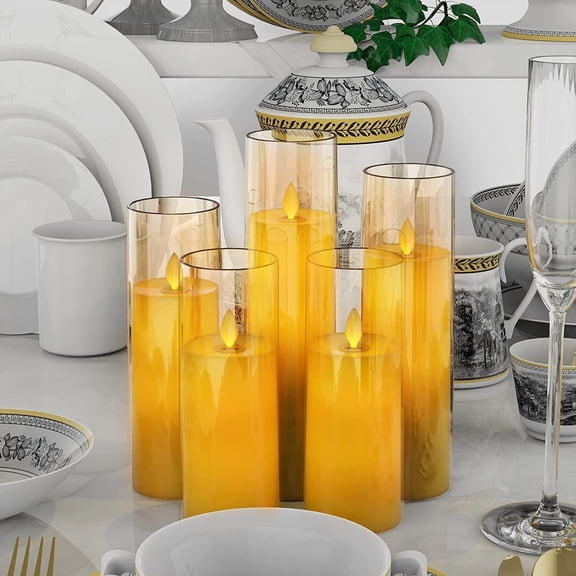 Set of 5 LED Flameless Candles Decorative Flickering Candles with Remote Control