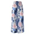 thumbnail image 4 of Swanpen Women's Summer Print Wide Leg Palazzo Pants Elastic Drawstring Waist Flowy Loose Fit Casual Long Trousers with Side Pockets, 4 of 5