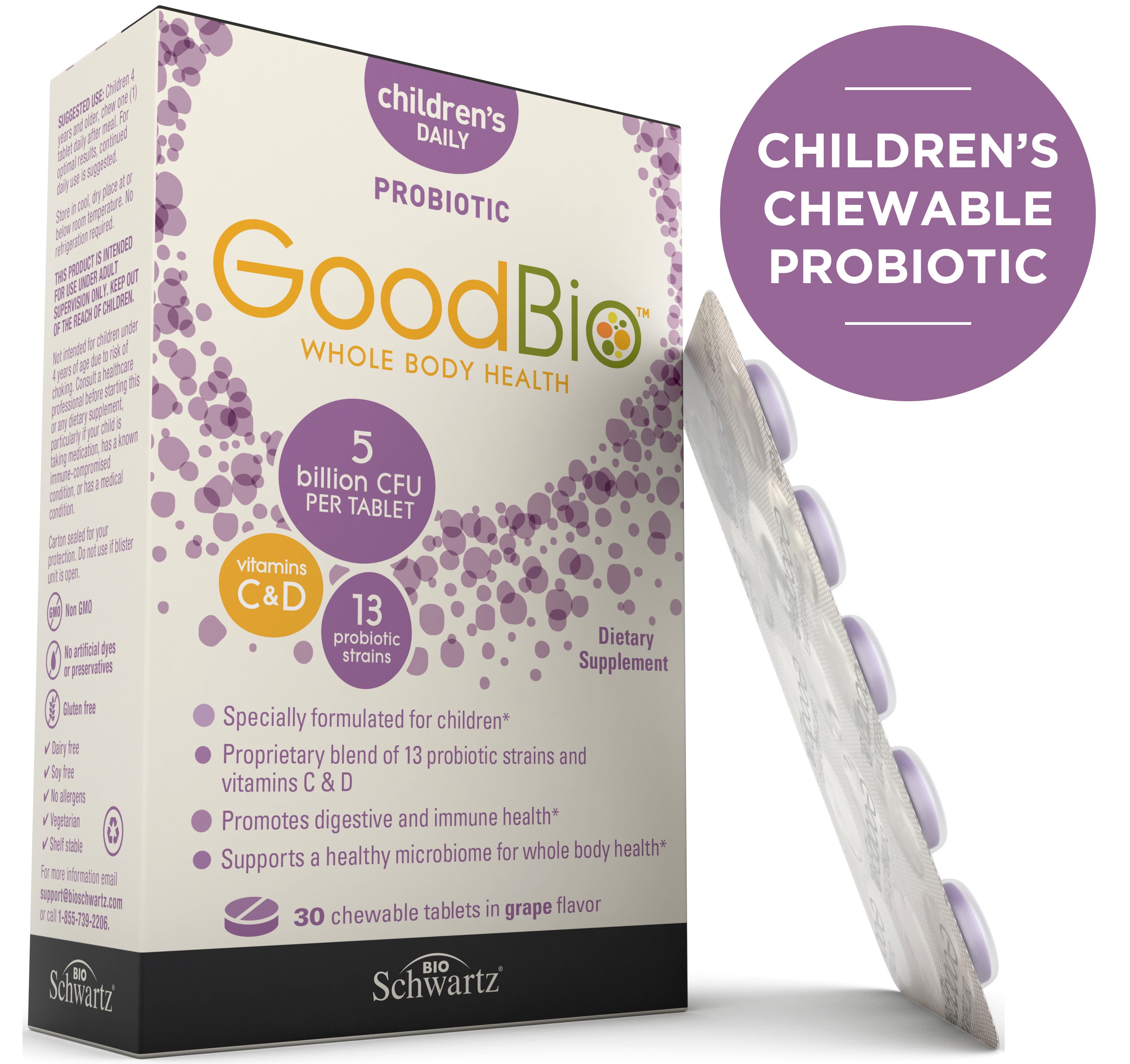 Premium Probiotic Chewable Tablets for Children Kid's Whole Body
