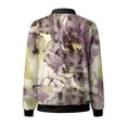 thumbnail image 3 of DondPO Bomber Jacket Women Women Autumn Fashion Leisure Square Thin Pocket Jacket Blouse Coat Baseball Top Jackets for Women Trendy Floral Jackets for Women Purple S, 3 of 5