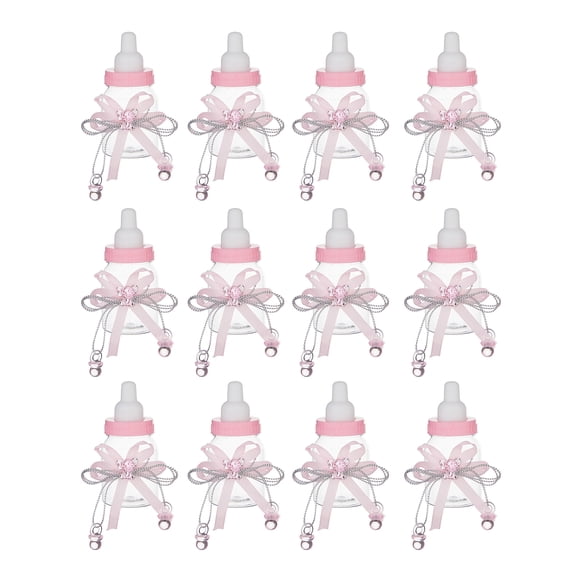 Ruanlalo 1/6/12Pcs Mini Milk Bottle Candy Box with Rhinestone Bear Ribbon Bow Sweets Goodies Treat Storage Jar Baby Shower Party Favors