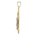 thumbnail image 2 of Auriga 14k Two-tone Gold Polished Fleur de Lis INRI Crucifix Cross Pendant for Women (L-32mm, W-18mm), 2 of 6