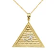 thumbnail image 1 of EGYPTIAN PYRAMID WITH EYE OF HORUS PENDANT NECKLACE IN TWO-TONE YELLOW GOLD, 1 of 1