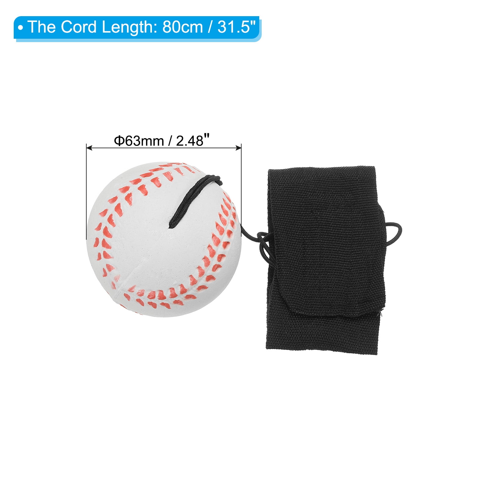Uxcell 2.5 Inch Sports Wrist Ball, 16Pcs Baseball Rubber Rebound Wristband Wrist Return Ball Sport on A String for Exercise Play, White