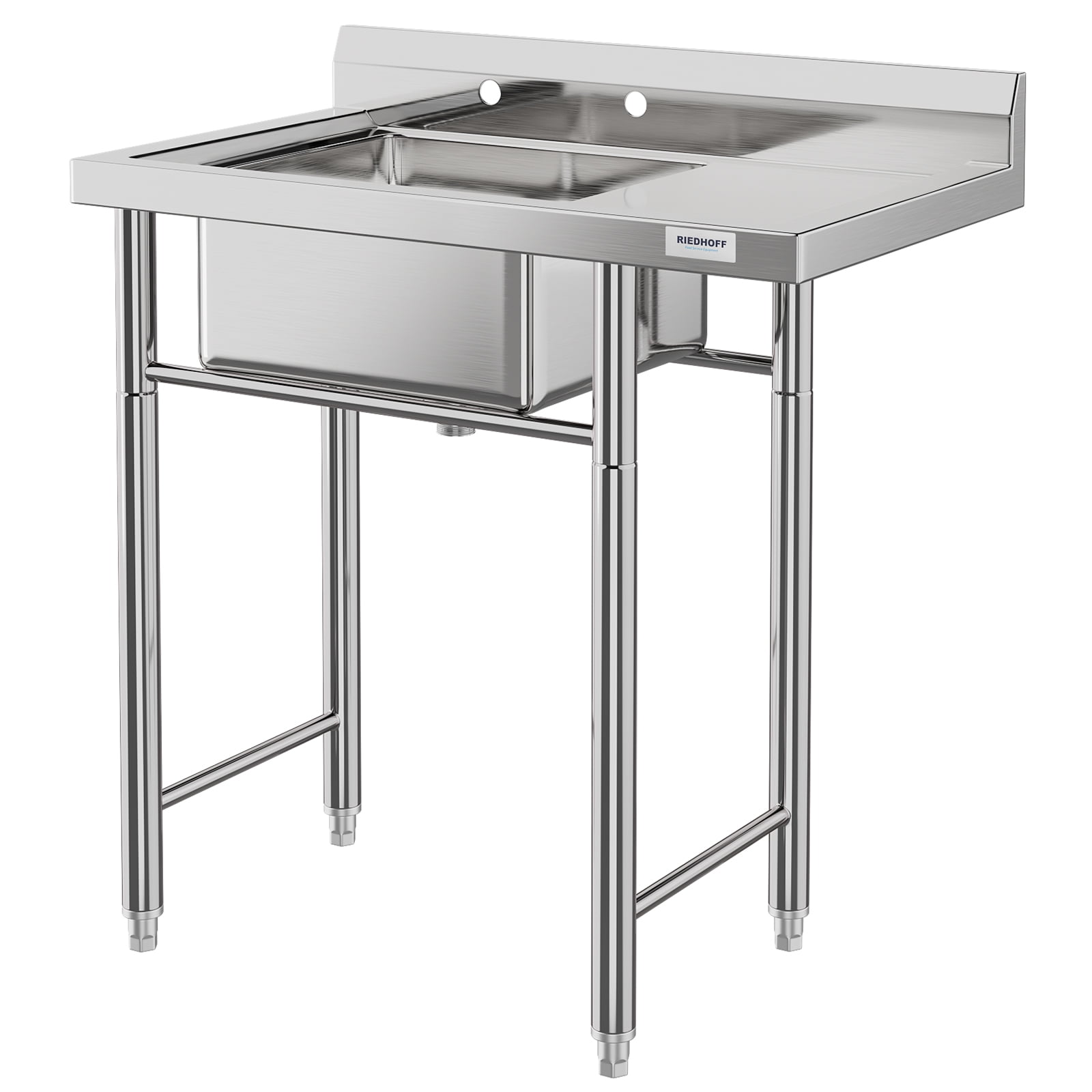 SAINSPEED Stainless Steel Utility Sink with Drainboard,[Wide