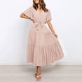 thumbnail image 2 of TJAZFJPA Robe Tunique Col en V de Bureau Imprimée à Manches Courtes Taille Jupe Longue Robe Bohème Robe Blanche d'Été pour Femmes Robe Noire Formelle, 2 of 5