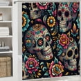 thumbnail image 6 of skulls flowers colorful  Bathroom Decor Set , multi size Colorful Luxurious Graphic Print Polyester Fabric Fashion Bathroom Decor Sets with Hooks Chic Modern Bathroom Decor shower curtain Curtain, 6 of 7