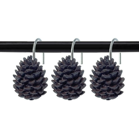 Set of 12 Pine Cone Shower Curtain Hooks Rings Farmhouse Natural ...