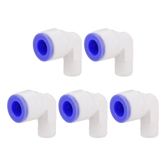Conector de tubo de purificador de agua rápido Uxcell de macho de 1/4 de pulgada a hembra de 3/8 de pulgada, plástico blanco, 5 piezas