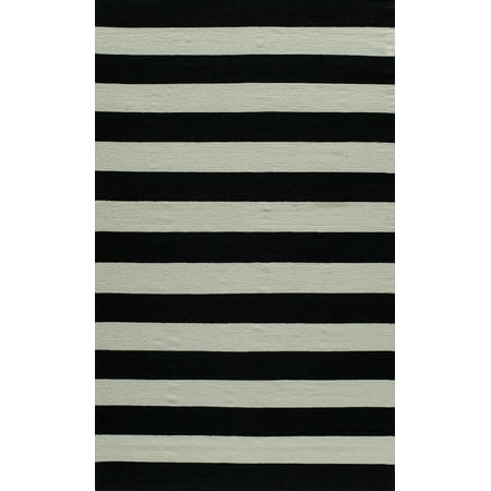 Hand Woven Pure Wool - Momeni Laguna Wool Hand Woven Black Area Rug 8' X 10'
