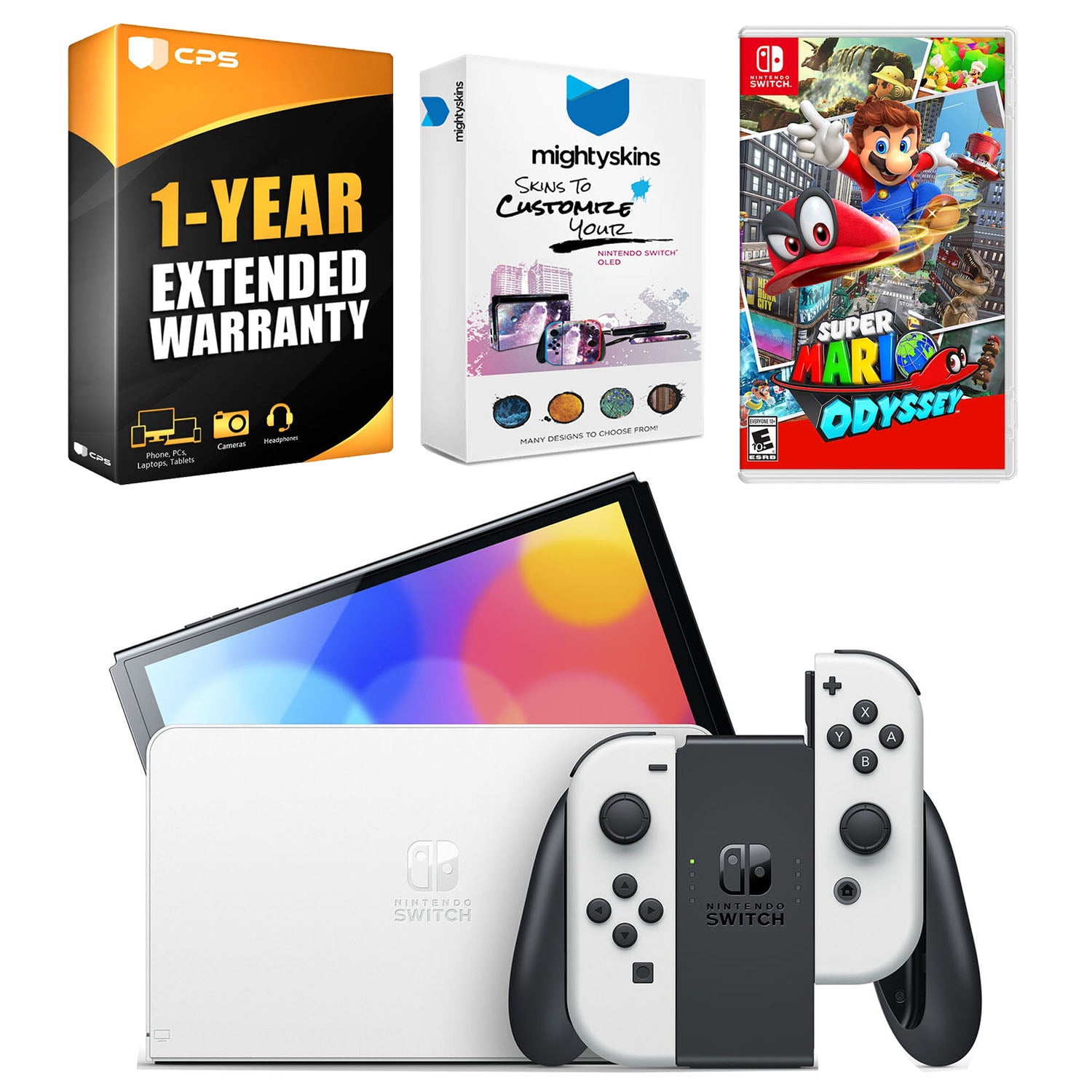 Nintendo Switch - White OLED Model with Joy-Con, Super Mario Bros