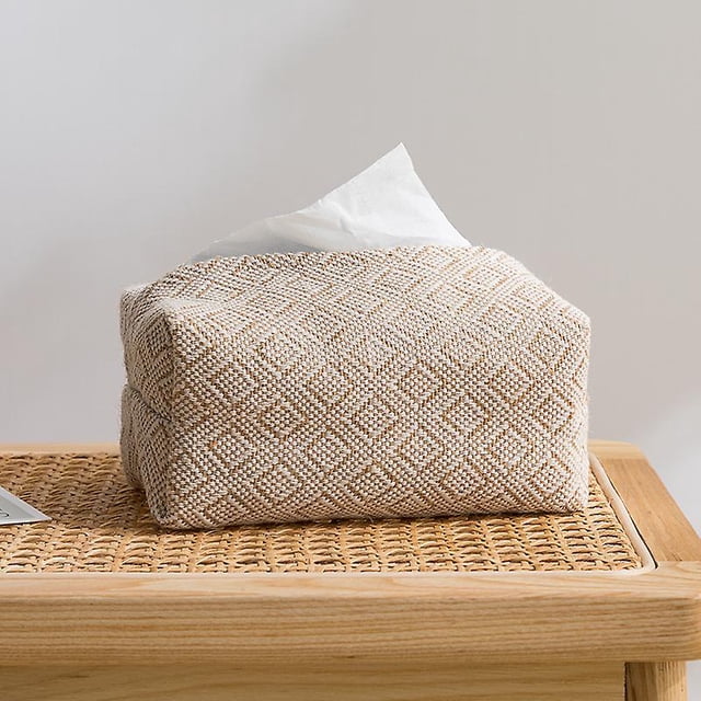 Dispensador de pañuelos de papel, caja de almacenamiento de pañuelos de algodón y lino, 17 x 9 x 7 cm, soporte para dispensador de papel, accesorios para sala de estar, dormitorio, yute