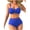 Blue, variant on FRSASU Women Swim Tummy Control Swimsuit Mesh Bathing Suit Solid Color Slim Fit Surfing Suit Split Swimsuit Set Black