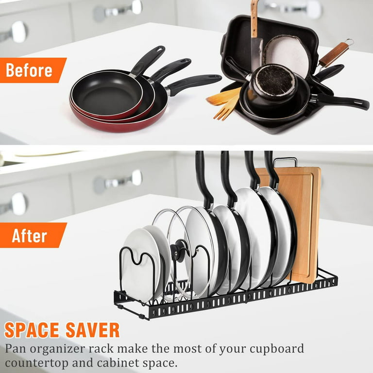 Expandable Pot And Pan Organizer Rack For Cabinet With - Temu