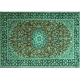 thumbnail image 1 of Ahgly Company Machine Washable Indoor Rectangle Medallion Turquoise Blue Traditional Area Rugs, 8' x 12', 1 of 4