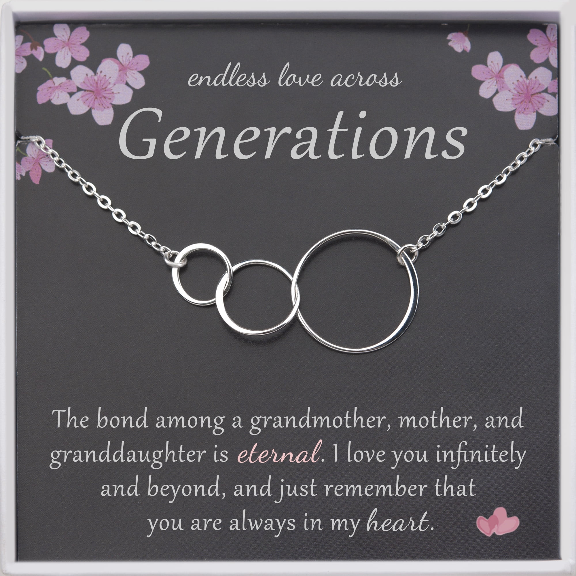 Anavia Three Generations Necklace 925 Sterling Silver Gift for Grandmother Mother Granddaughter Endless Love Across Generations 3 Flat Circles Necklace Custom Name Walmart