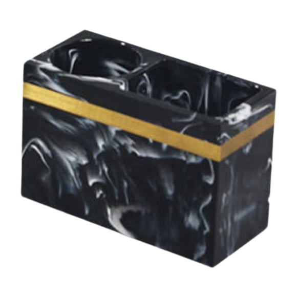 Organizador de baño con 2 compartimentos para cepillos de dientes, organizador multifuncional para maquillaje Negro