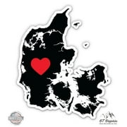 Denmark Country Shape Heart - 3" Vinyl Sticker - For Car Laptop I-Pad Phone Helmet Hard Hat - Waterproof Decal