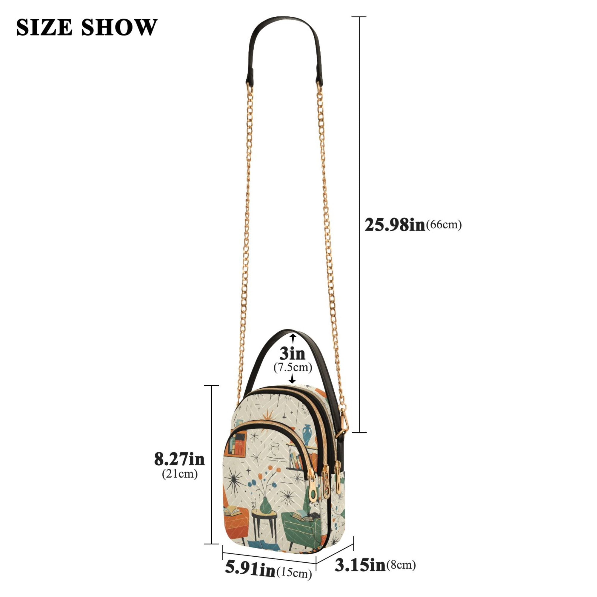 FORMRS Crossbody Bag for Women Quilted Travel Shoulder Cell Phone Purse with Chain Strap Handbag, Beige Cats Reading
