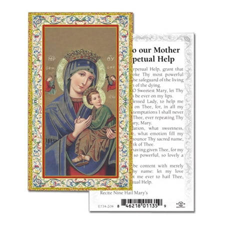 

Our Lady of Perpetual Gold-Stamped Catholic Prayer Holy Card with Prayer on Back Pack of 100