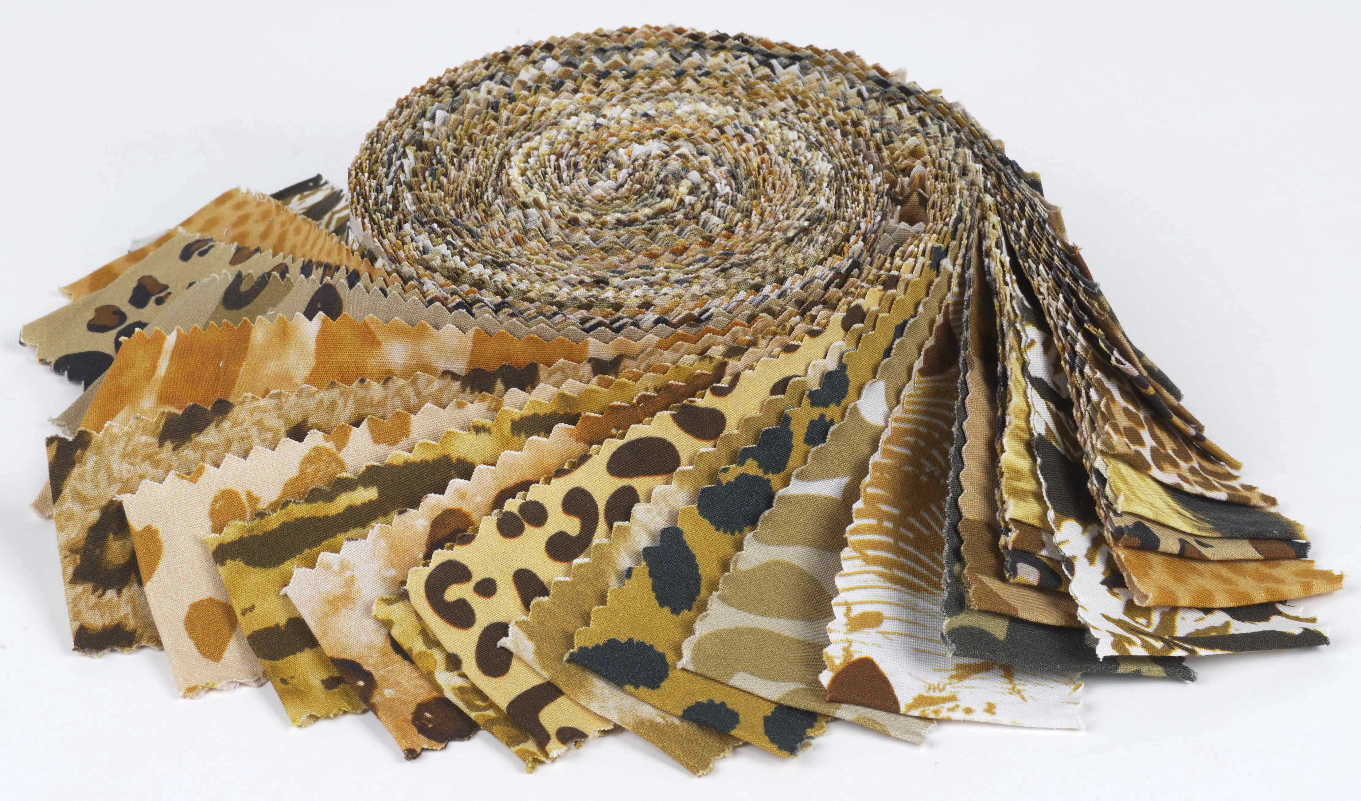 Soimoi 40Pcs Floral Artistic Print Precut Fabrics Strips Roll Up 1.5x42inches Cotton Jelly Rolls For Quilting - Light Brown