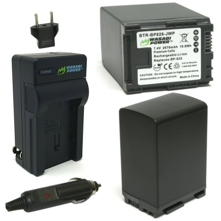 Wasabi Power Battery (2-Pack) and Charger for Canon BP-828