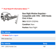 thumbnail image 2 of Rear Right Window Regulator - Compatible with 1996 - 2000 Honda Civic 4-Door 1997 1998 1999, 2 of 2