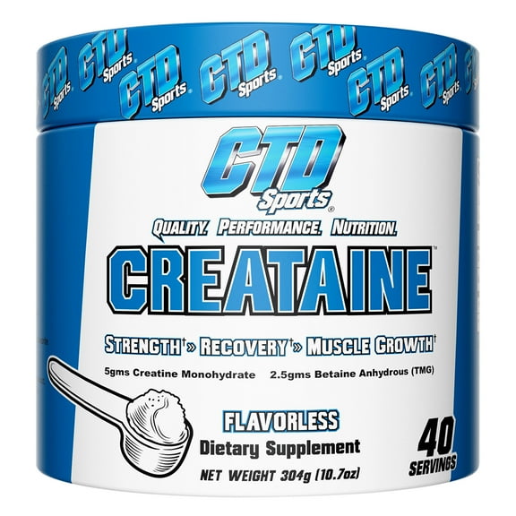 CTD Sports Creataine - Creatine plus Betaine (TMG) Powder - For Strength, Recovery and Muscle Growth - 40 Servings