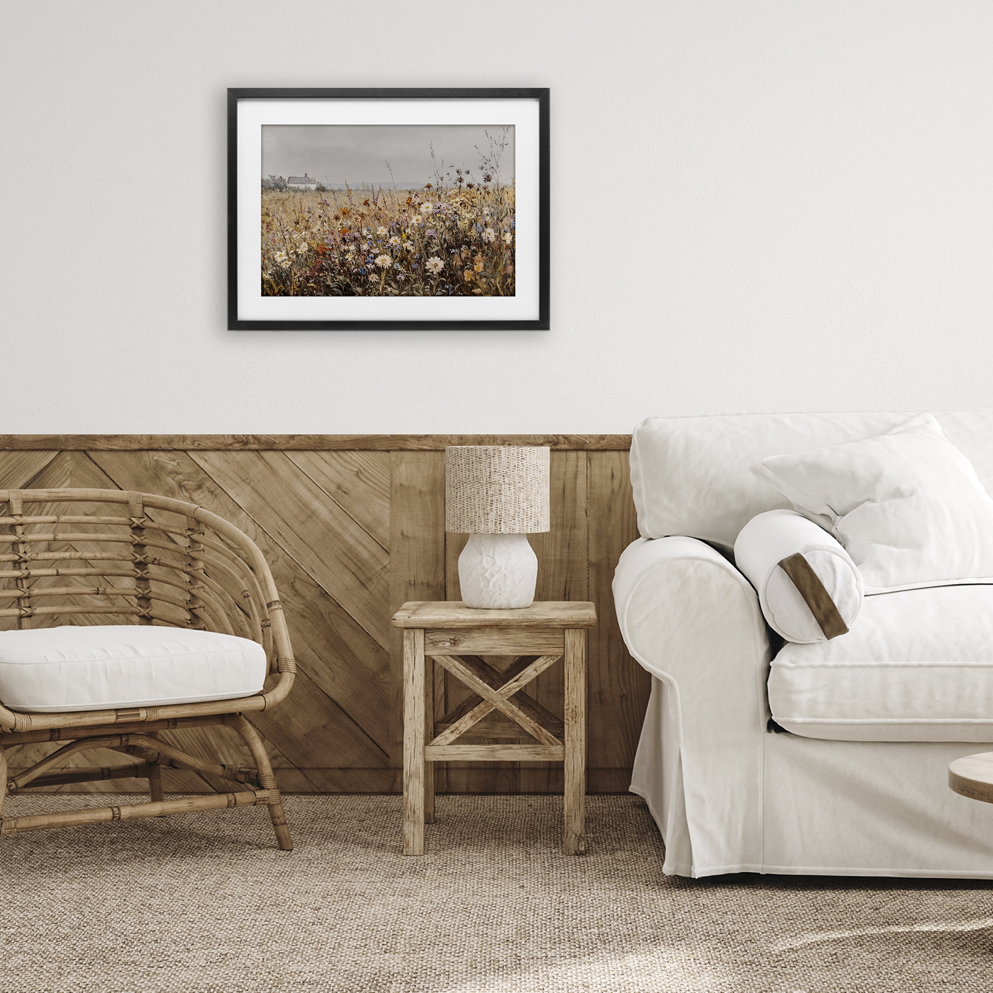 Stupell Industries Quaint Cottage Meadow Black Framed Print Under Glass, design by Jacky Ngan
