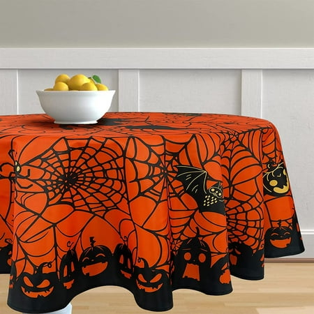 

Halloween Tablecloth 60*60 inch Pumpkin Halloween Table Cover Spider Web Table Cloth Waterproof Wrinkle Resistant and Washable Tablecloth for Halloween Decoration