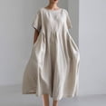 thumbnail image 3 of HomeGardon Liquidation! Robes d'Été pour Femmes 2025, Robes d'Été pour Femmes, Robe Unie Décontractée d'Été pour Femmes à Col Rond et Manches Courtes, P-XXXXXL, 3 of 4