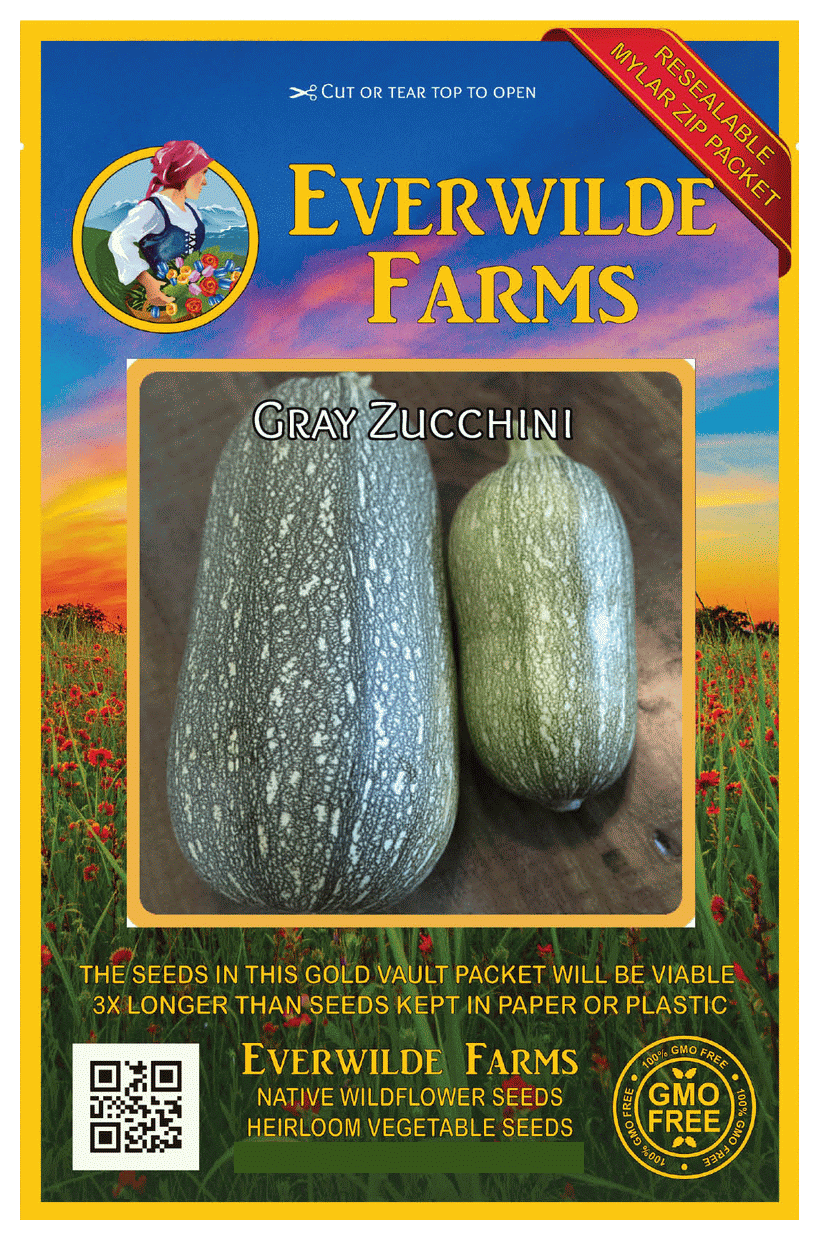 Everwilde Farms 1 Oz Gray Zucchini Summer Squash Seeds Gold Vault Bulk Seed Packet Walmart Com Walmart Com