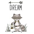 thumbnail image 2 of Sweet Melody Designs 20x20 Black Ornate Wood Framed with Double Matting Museum Art Print Titled - Raccoon Dream, 2 of 4