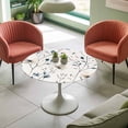 thumbnail image 4 of Wildflower Elastic Fitted Round Table Cover White Watercolor Floral Waterproof Outdoor Tablecloth for Holiday Party, Picnic, Patio & Dining Fits Tables Up to 45"-54", 4 of 8