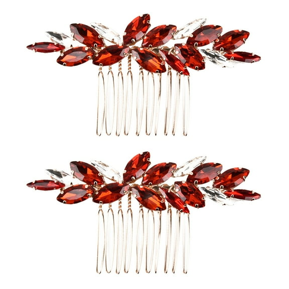 Set of 2 Bridal Veils Hair Comb Bridal Hair Accessory Bride Miss 9X5X1CM Red