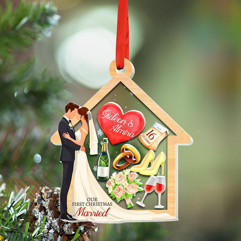 white christmas dresses Personalized Wedding Dress & Tuxedo Ornament main image 0