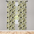 thumbnail image 4 of Ambesonne Floral Window Curtains, Striped Flowers Autumn Art, Each 28" W x 95" L, Pastel Yellow Grey and White, 4 of 4